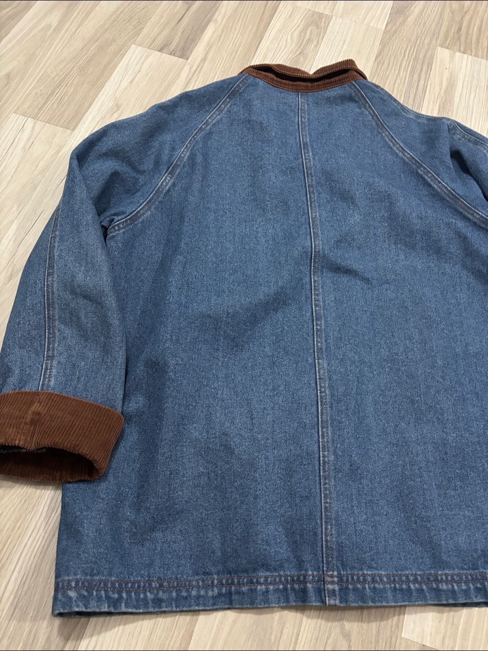 Vintage Chore Coat Womens Denim Corduroy Cuff Collar Utility Rugged Homestead M - Picture 9 of 10